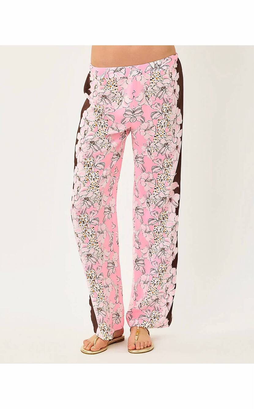 NEW LILLY PULITZER vianna silk palazzo pant in coco beach wildness engineered pa
